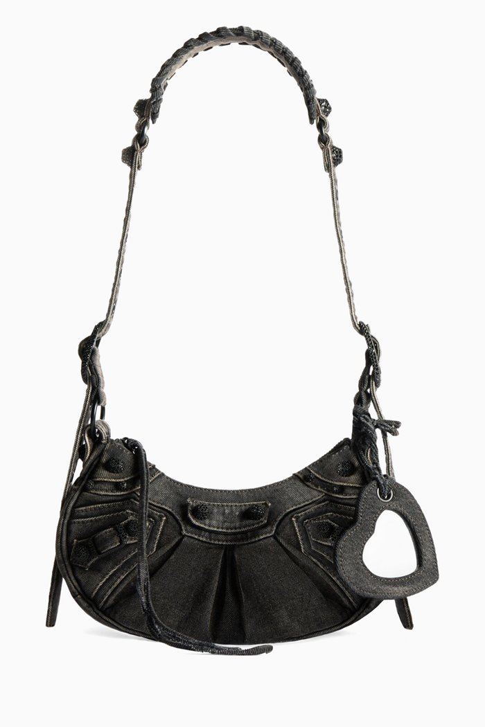 

XSmall Le Cagole Shoulder Bag in Denim, Black