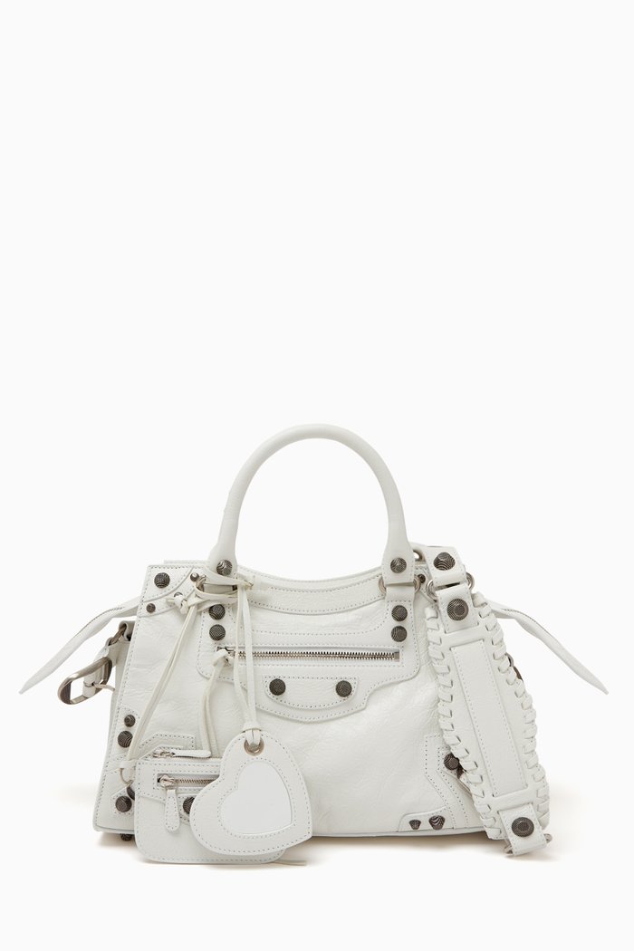 Neo Cagole City Small Shoulder Bag in Leather, White