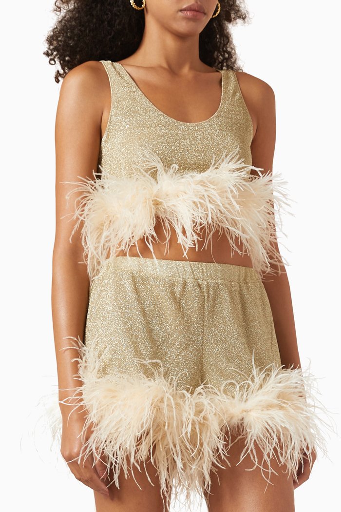 

Lumiere Plumage Top in Lurex, Gold