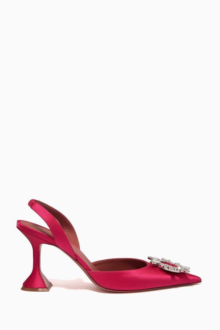 

Begum 95 Crystal Slingback Pumps in Satin, Pink