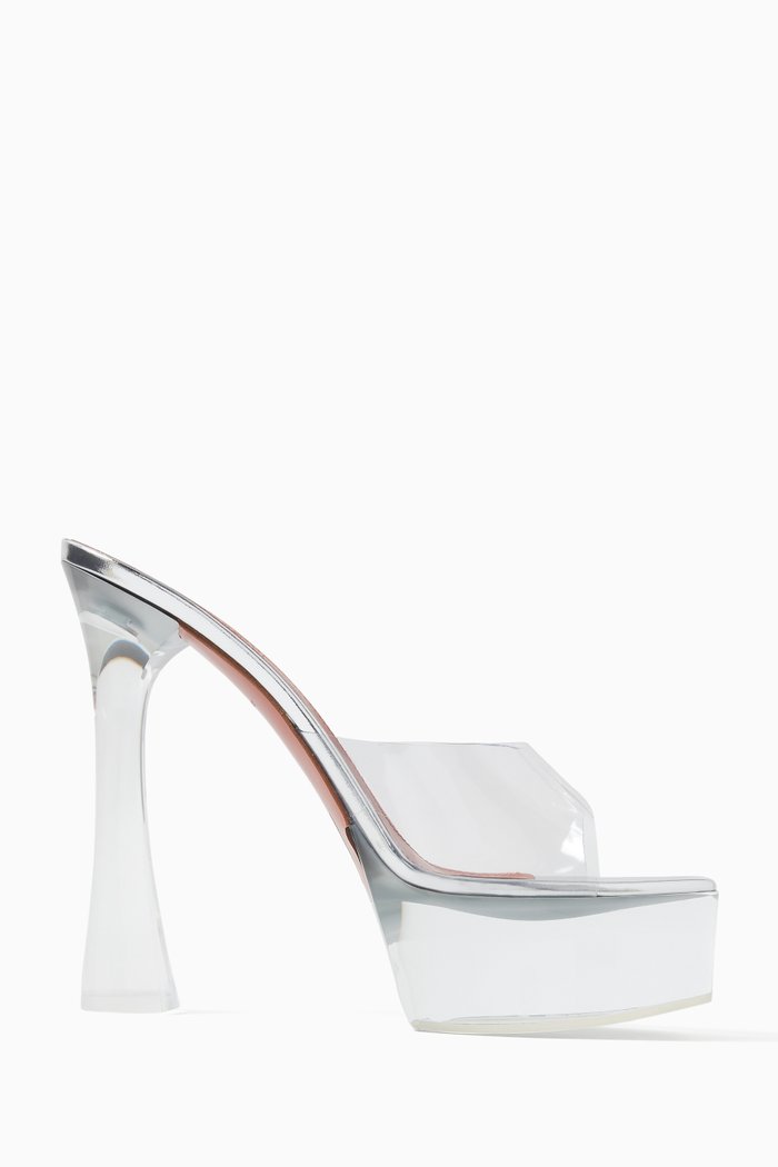 

Dalida Glass 140 Platform Mule Sandals in PVC, Colourless