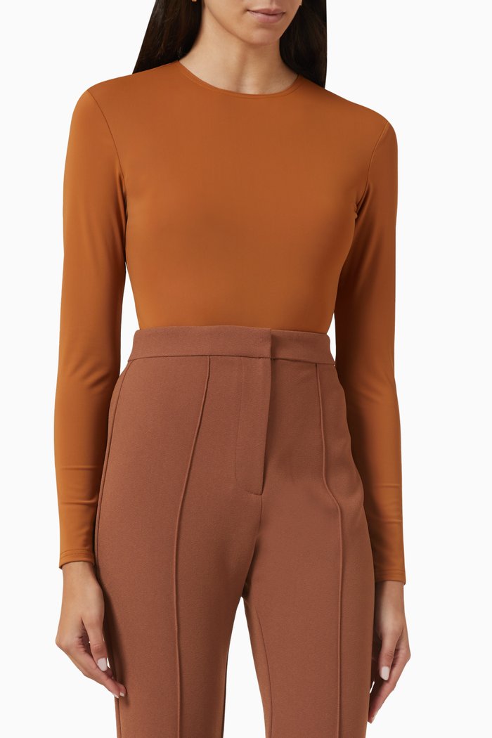 

Ryder Crewneck Bodysuit in Lycra, Brown