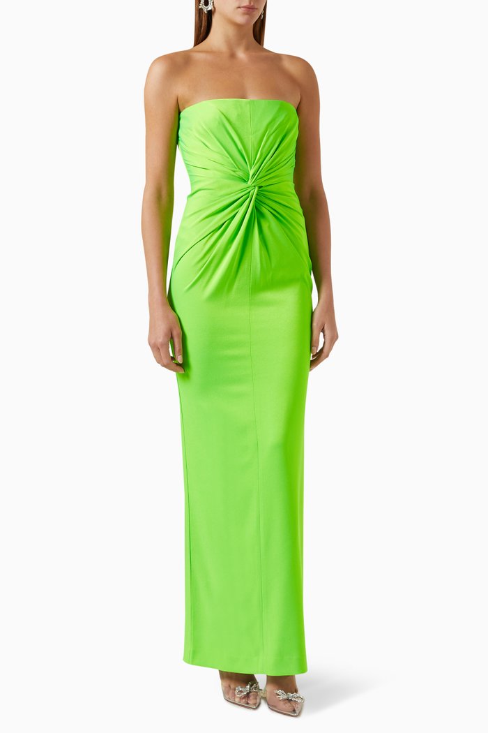 

Corbett Strapless Column Dress in Satin Crepe, Green