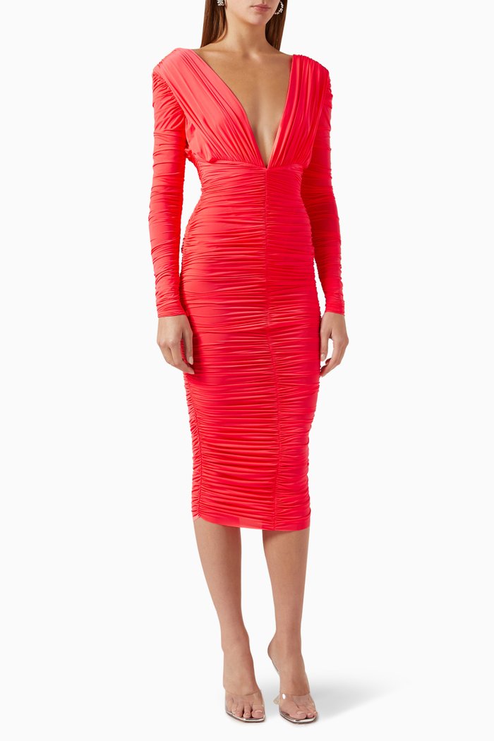 

Marin Ruched Midi Dress in Lycra, Red