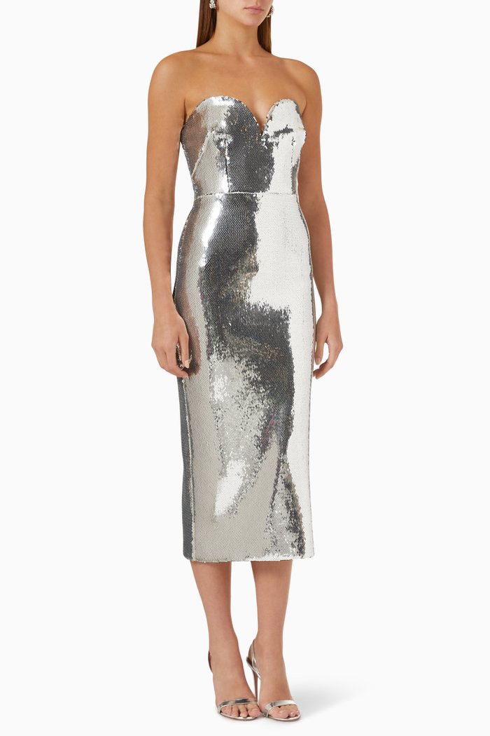 

Hunter Sequin-embellished Midi Dress, Silver