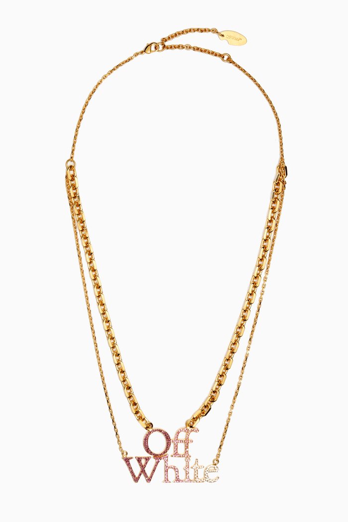 

Logo Pavé Necklace in Brass, Multicolour