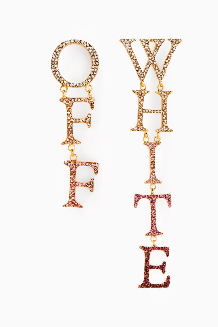 

Logo Engraved Crystal Earrings in Metal, Multicolour