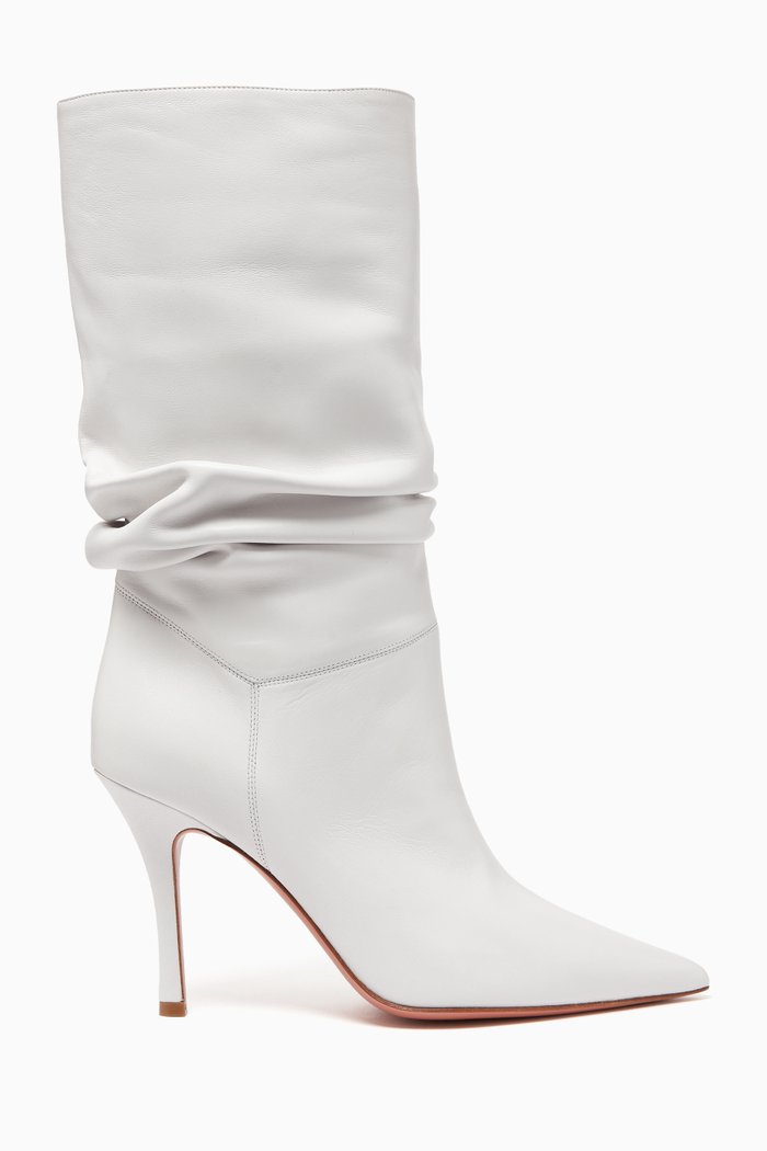 

Ida 95 Knee-high Boots in Suede, White