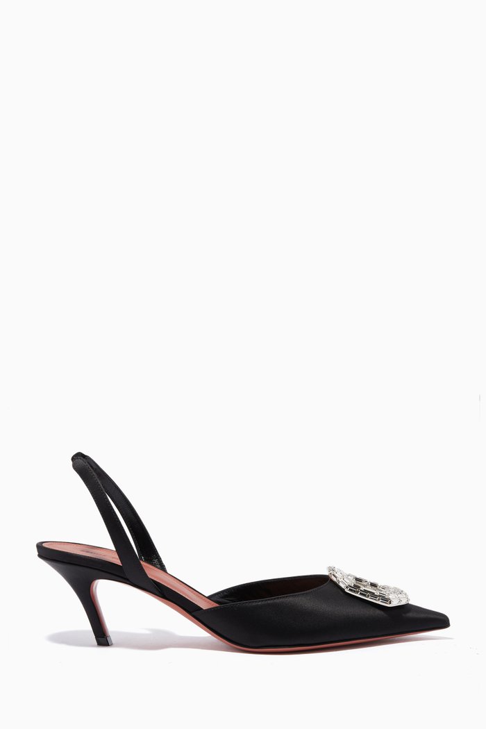 

Camelia 60 Crystal Slingback Pumps in Satin, Black