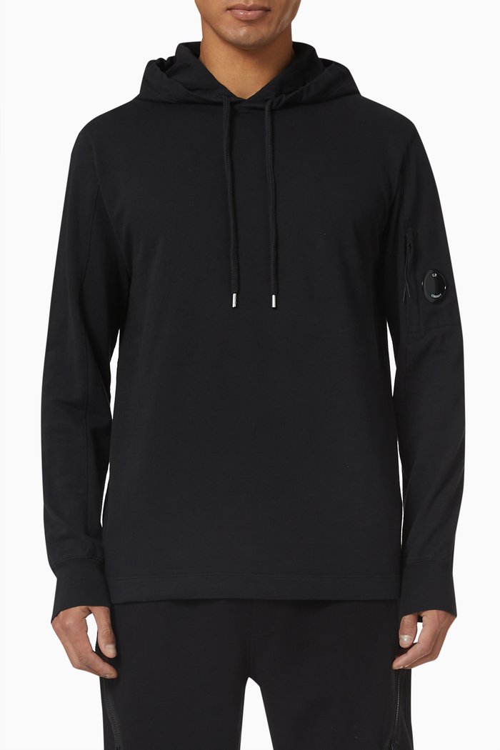 Logo Hoodie in Cotton Fleece, Black