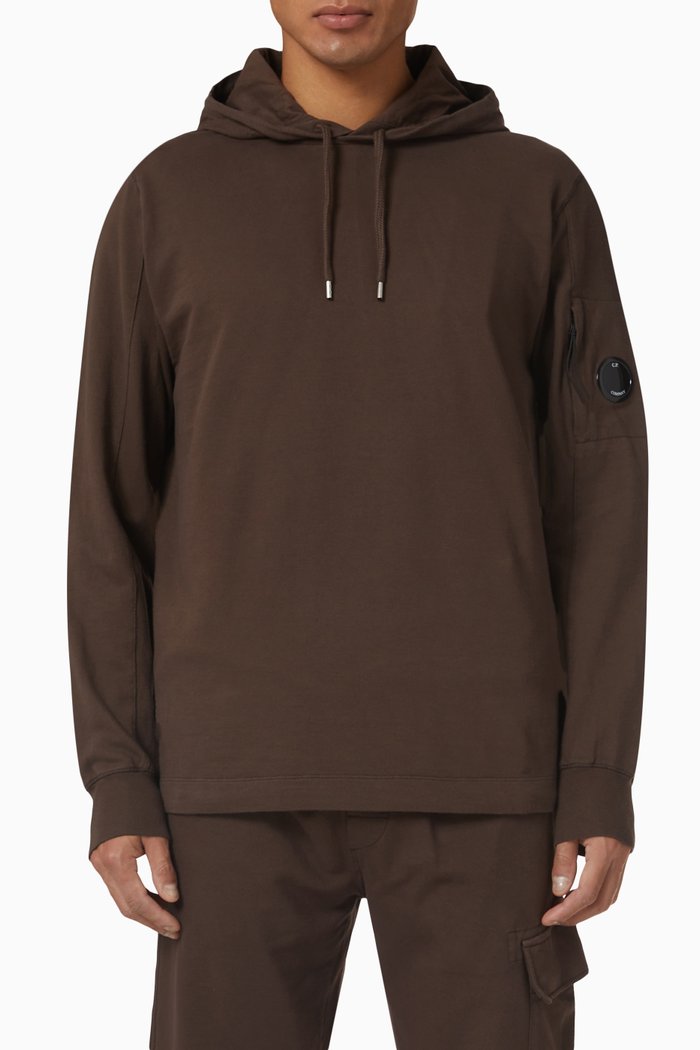 

Logo Hoodie in Cotton Fleece, Brown