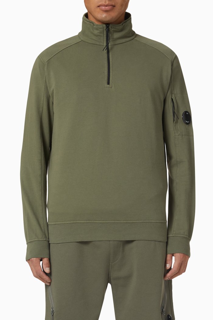 

Quarter-zip Sweatshirt in Cotton Fleece, Green