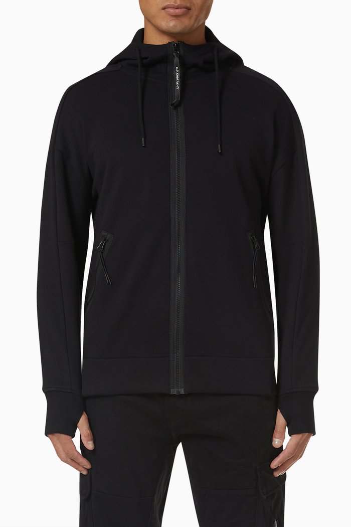 

Goggle Hoodie in Diagonal Raised Fleece, Black