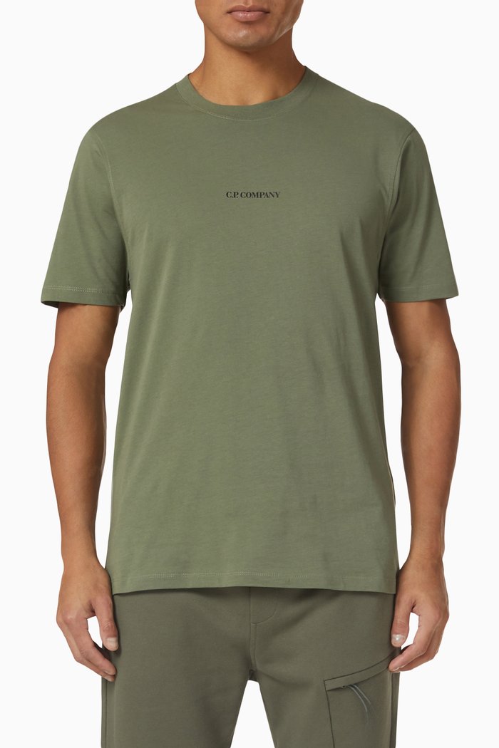 Logo Compact Print T-shirt in 30/1 Cotton Jersey, Green