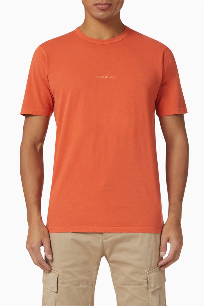 

Logo Print T-shirt in 24/1 Cotton Jersey, Orange