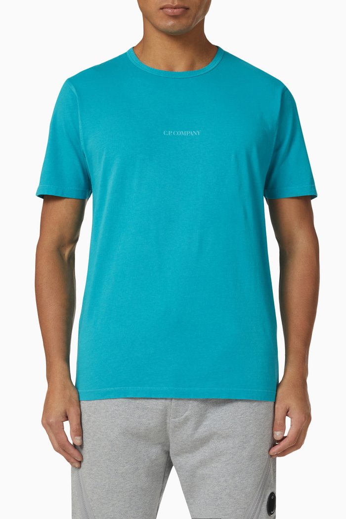 

Logo Print T-shirt in 24/1 Cotton Jersey, Blue