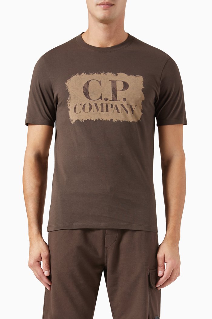 

Logo Graphic Print T-shirt in 30/1 Cotton Jersey, Brown