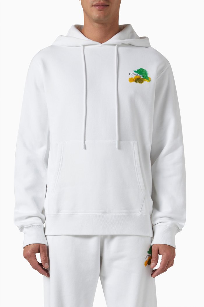 

Brush Arrow Slim Hoodie in Cotton, White