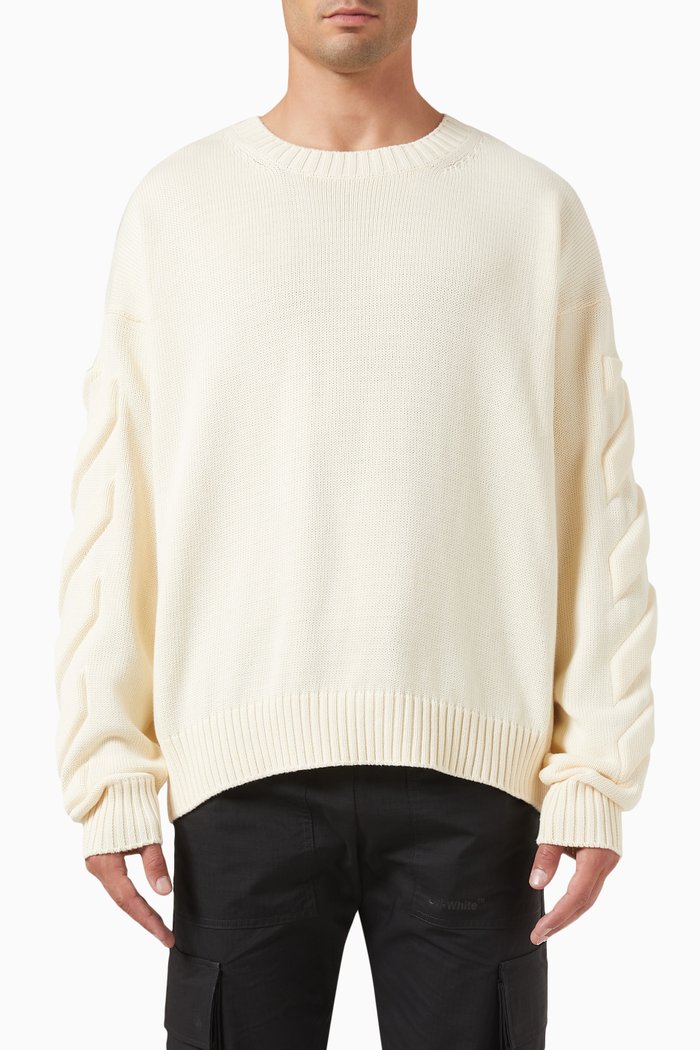 

3D Diagonal Sweater in Knit, Neutral