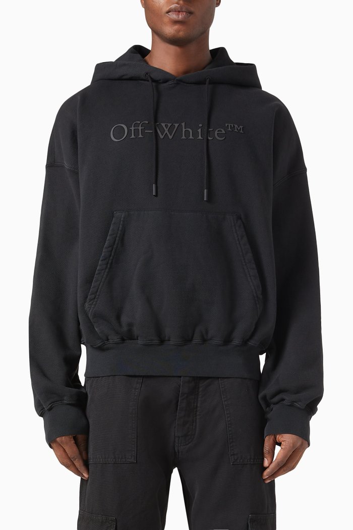 

Bookish Laund Boxy Hoodie in Fleece, Black