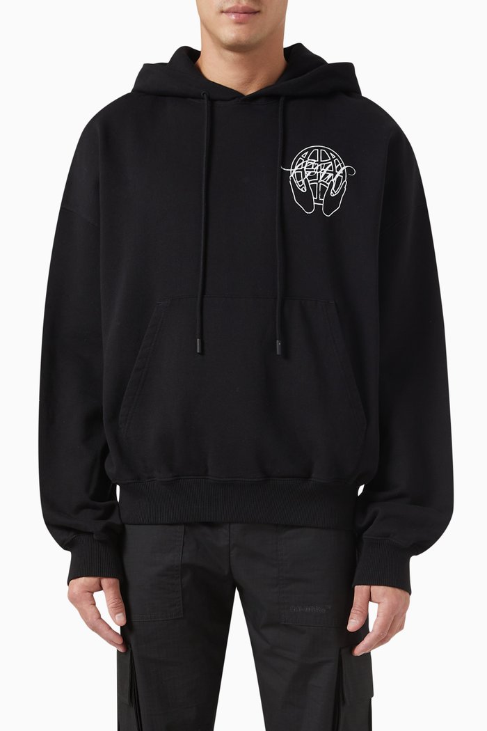 Hand Arrow Hoodie in Cotton, Black