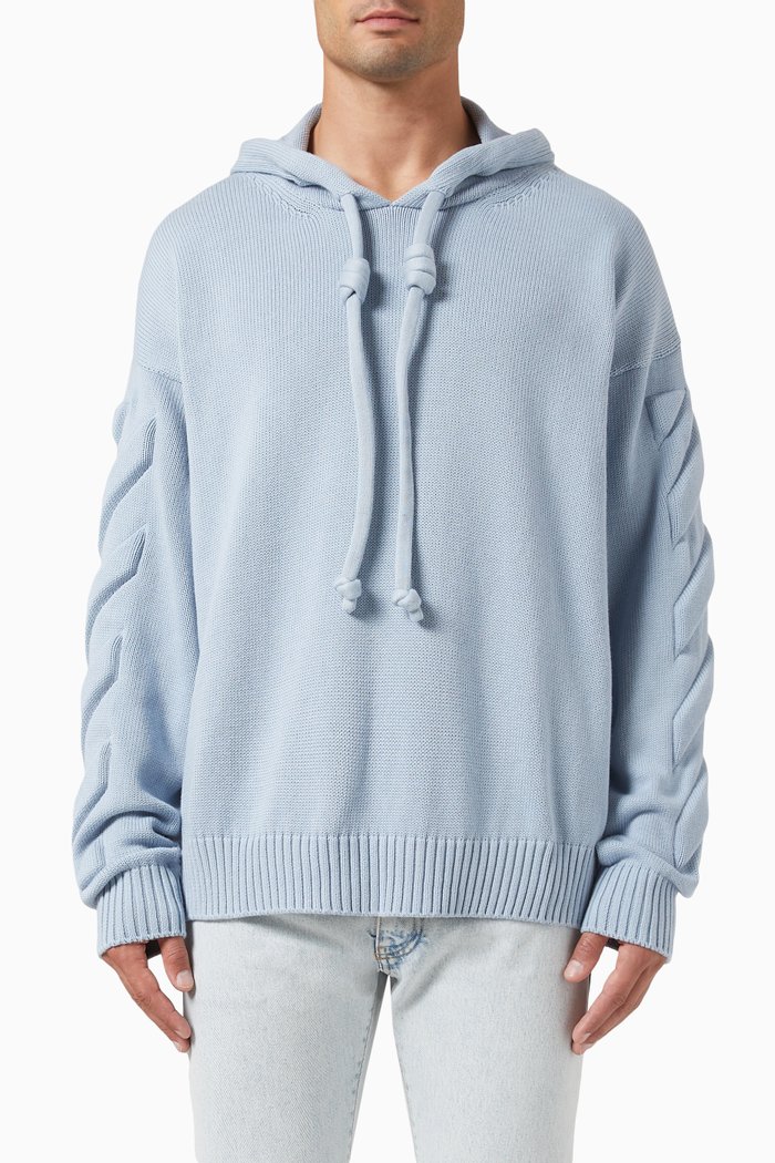3D Diagonal Hoodie in Knit, Blue