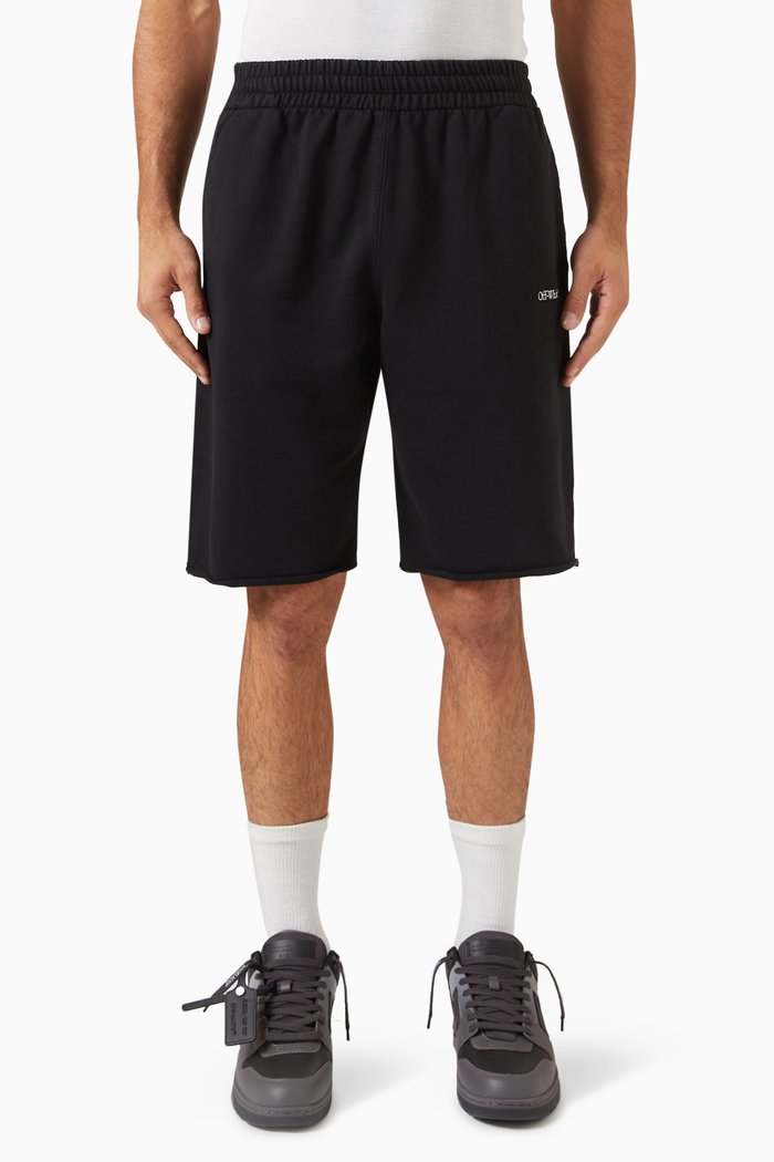 

Scribble Diag Sweatshorts in Cotton Jersey, Black