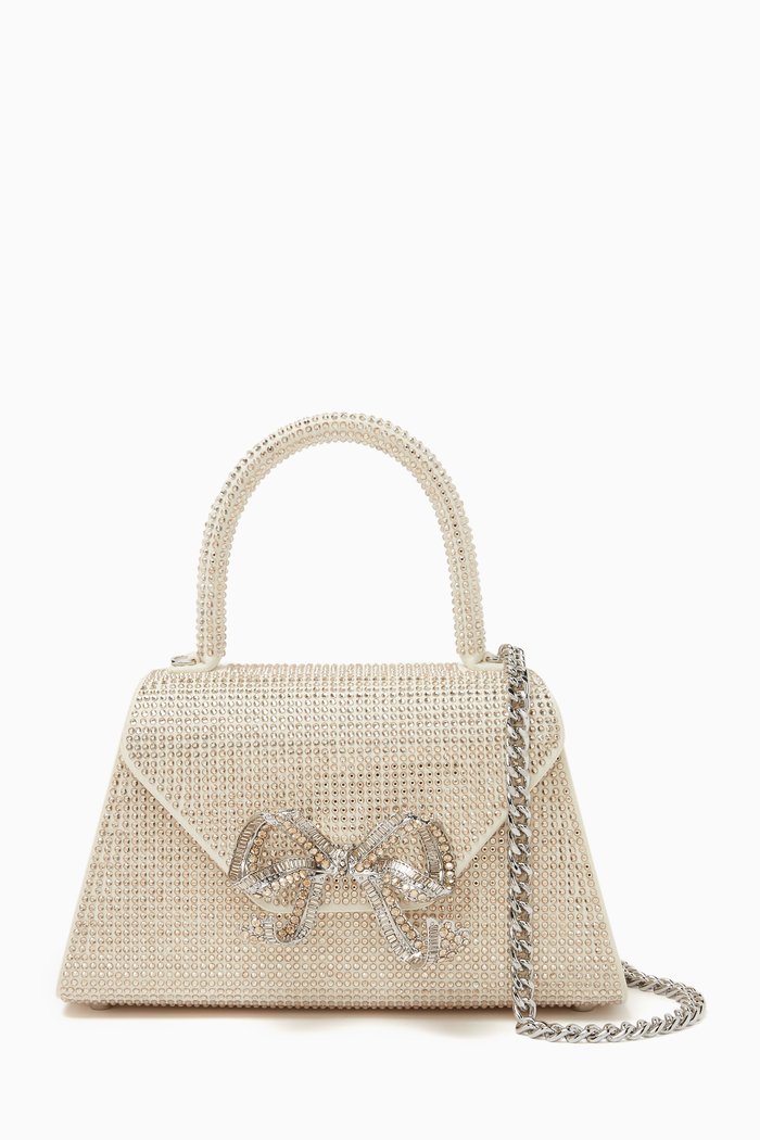 

Mini Bow Envelope Rhinestone-embellished Bag in Faux leather, Gold