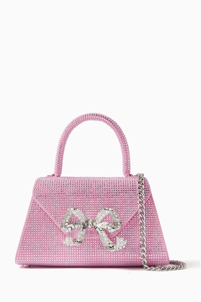 

Mini Bow Envelope Rhinestone-embellished Bag in Faux leather, Pink