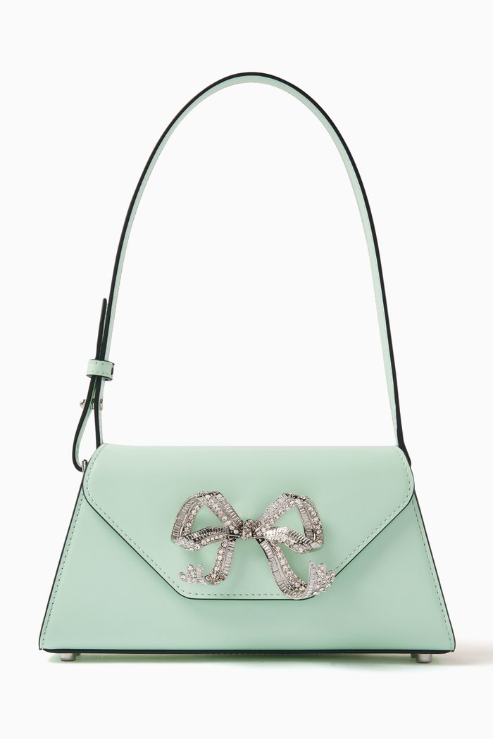 

Mini Bow Flap-over Shoulder Bag in Leather, Green