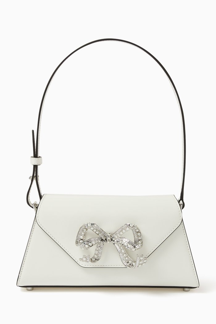 

Mini Bow Flap-over Shoulder Bag in Leather, White