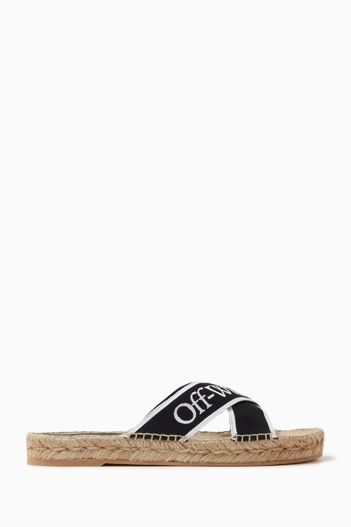 

Bookish Espadrille Slides in Canvas, Black