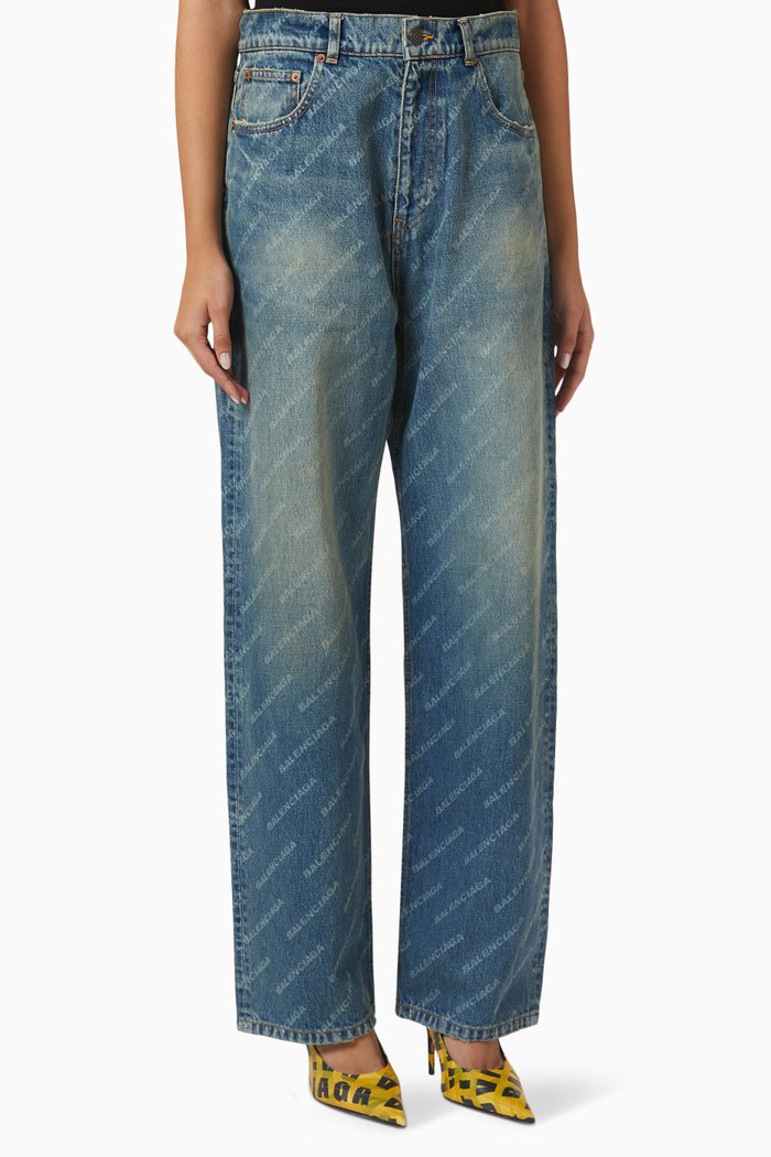 

Loose Fit Jeans in Logo Denim, Blue