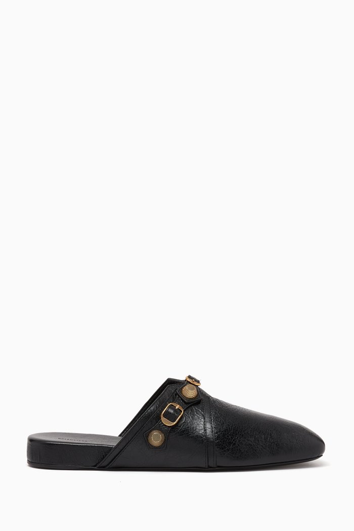 

Cosy Cagole Mules in Arena Lambskin, Black