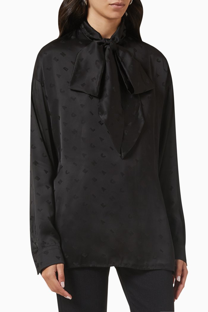 

Hourglass Blouse in Viscose Jacquard, Black