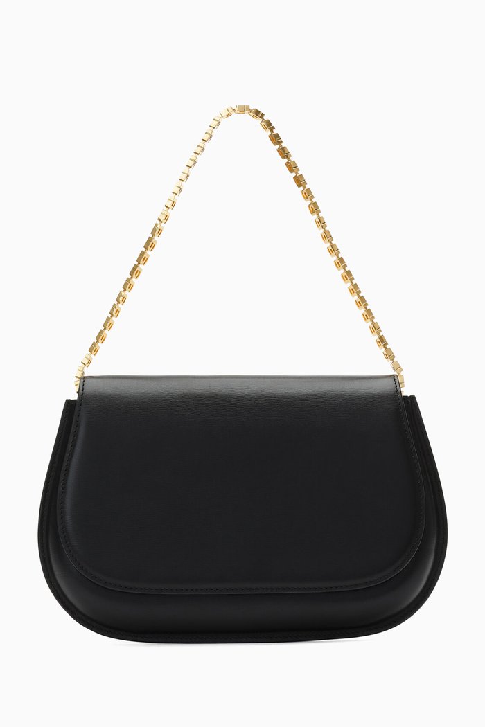 

Crest Flap Bag in Leather, Black