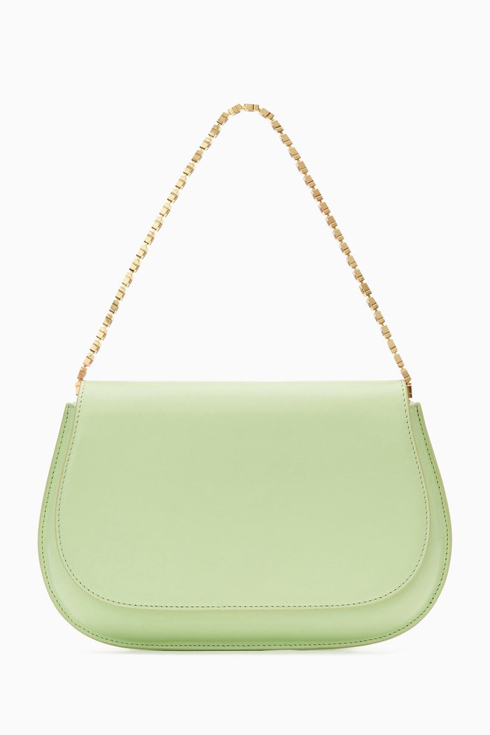 

Crest Flap Bag in Leather, Green