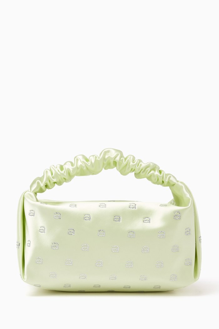 

Hotfix Scrunchie Mini Bag in Satin, Green