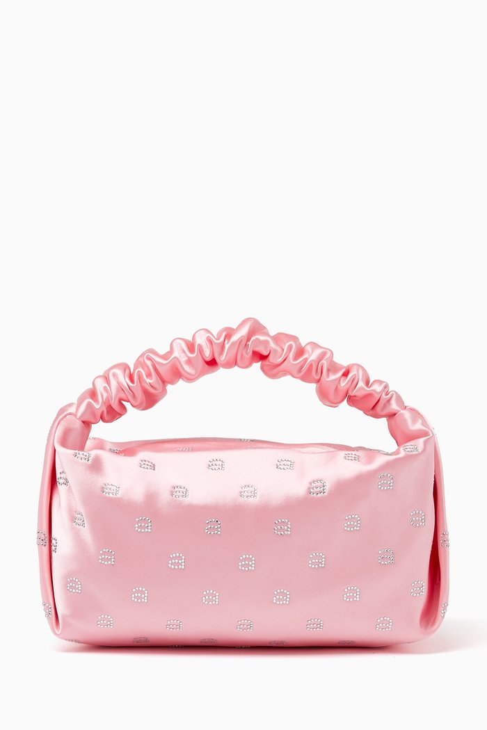 Hotfix Scrunchie Mini Bag in Satin, Pink