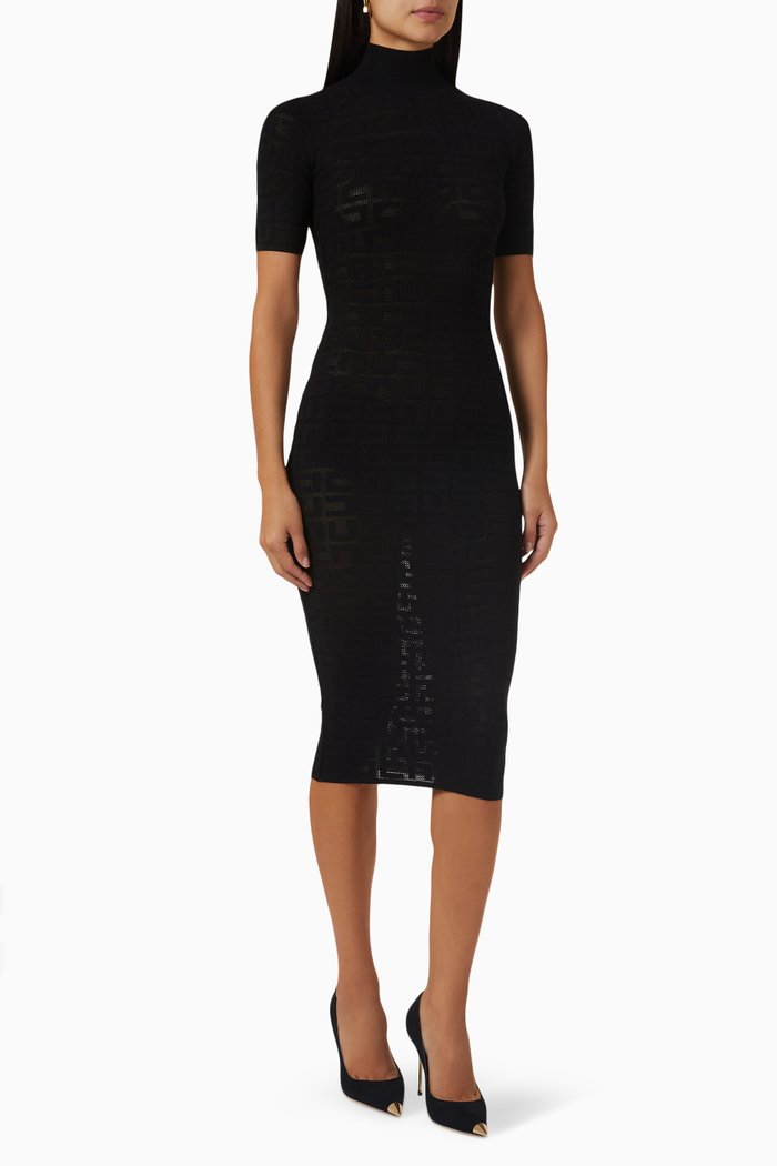 

Logo Midi Dress in Knit, Black