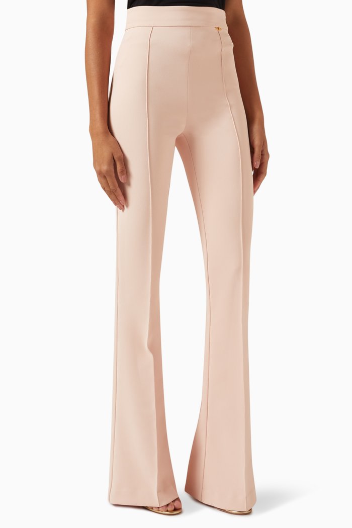 

High-waist Pants in Stretch Crepe, Pink