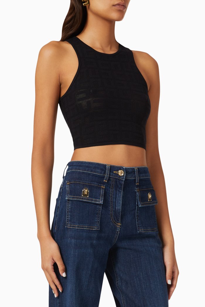 

Logo Crop Top in Knit, Black
