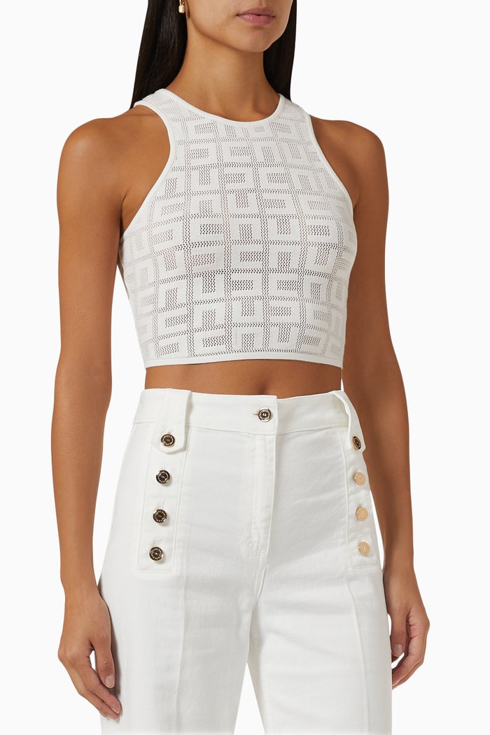 

Logo Crop Top in Knit, White