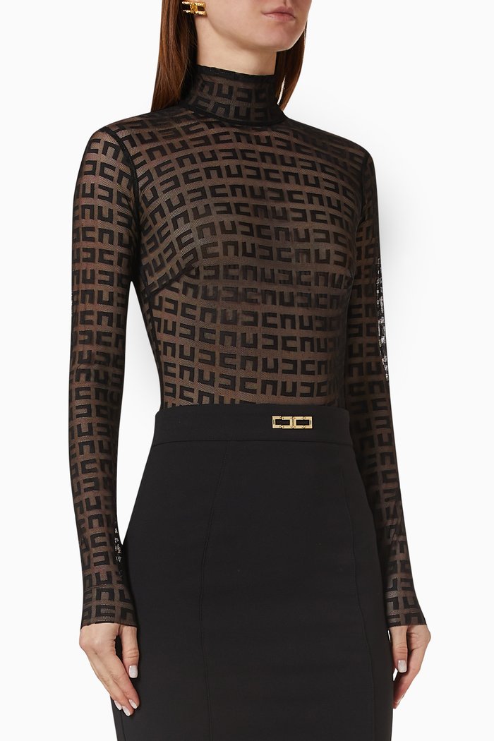 

Logo Bodysuit in mesh, Black