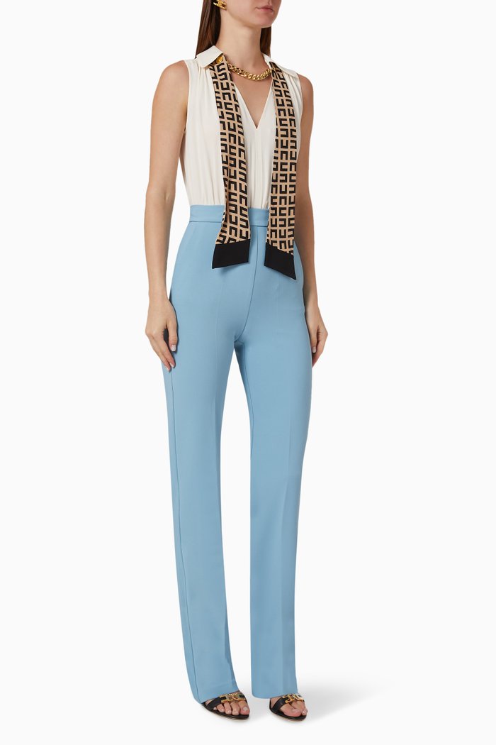

Logo Scarf Jumpsuit in Georgette, Blue
