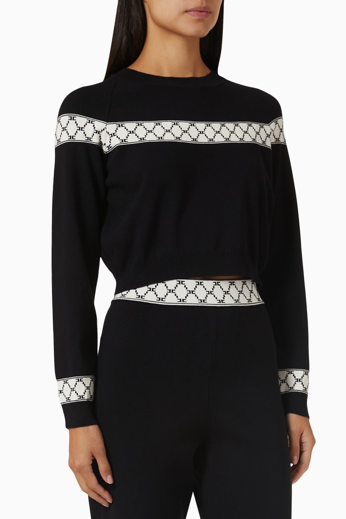 

Logo Insert Sweater in Knit, Black