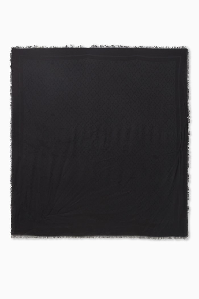 

Logo Monogram Scarf in Jacquard Knit, Black