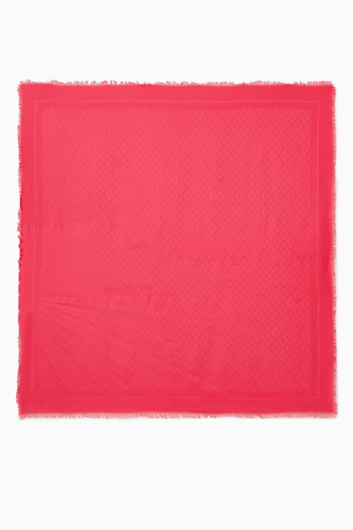 

Logo Monogram Scarf in Jacquard Knit, Pink