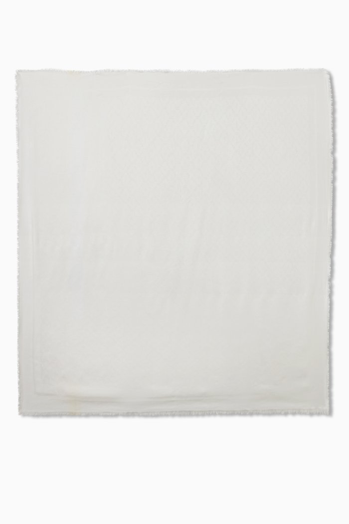 

Logo Monogram Scarf in Jacquard Knit, White