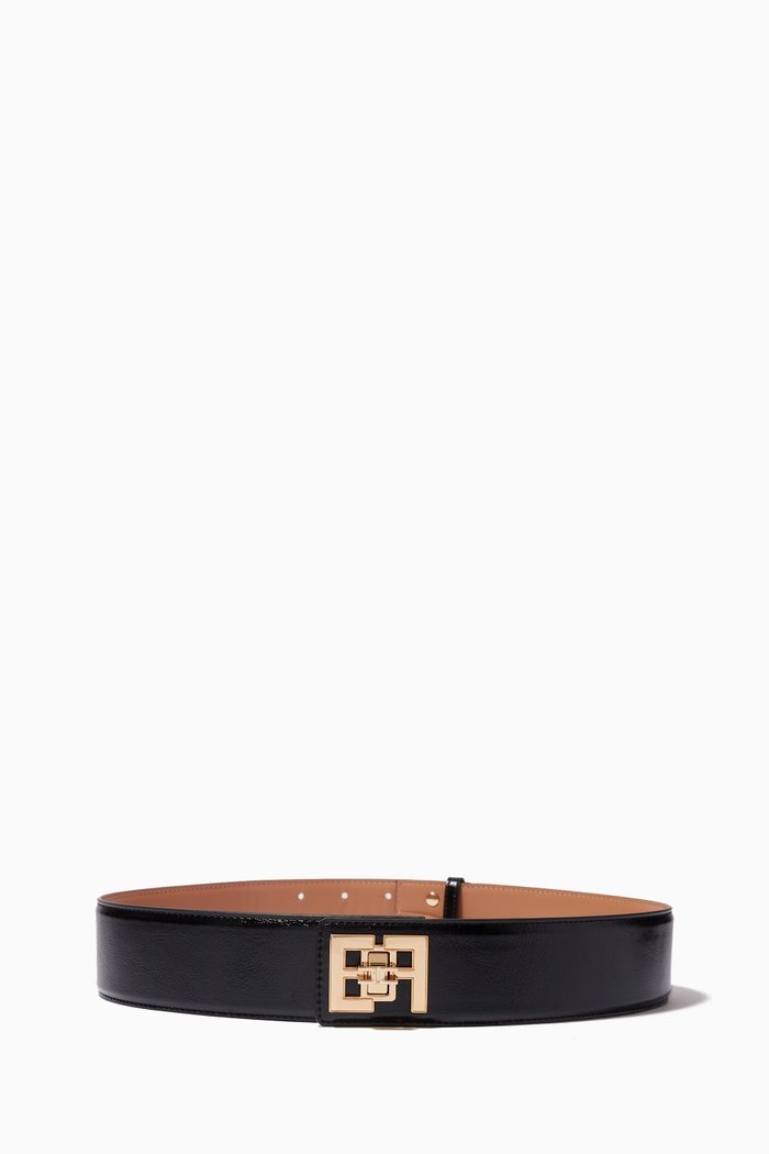 

Logo-plaque High-waist Belt in Faux-leather, Black